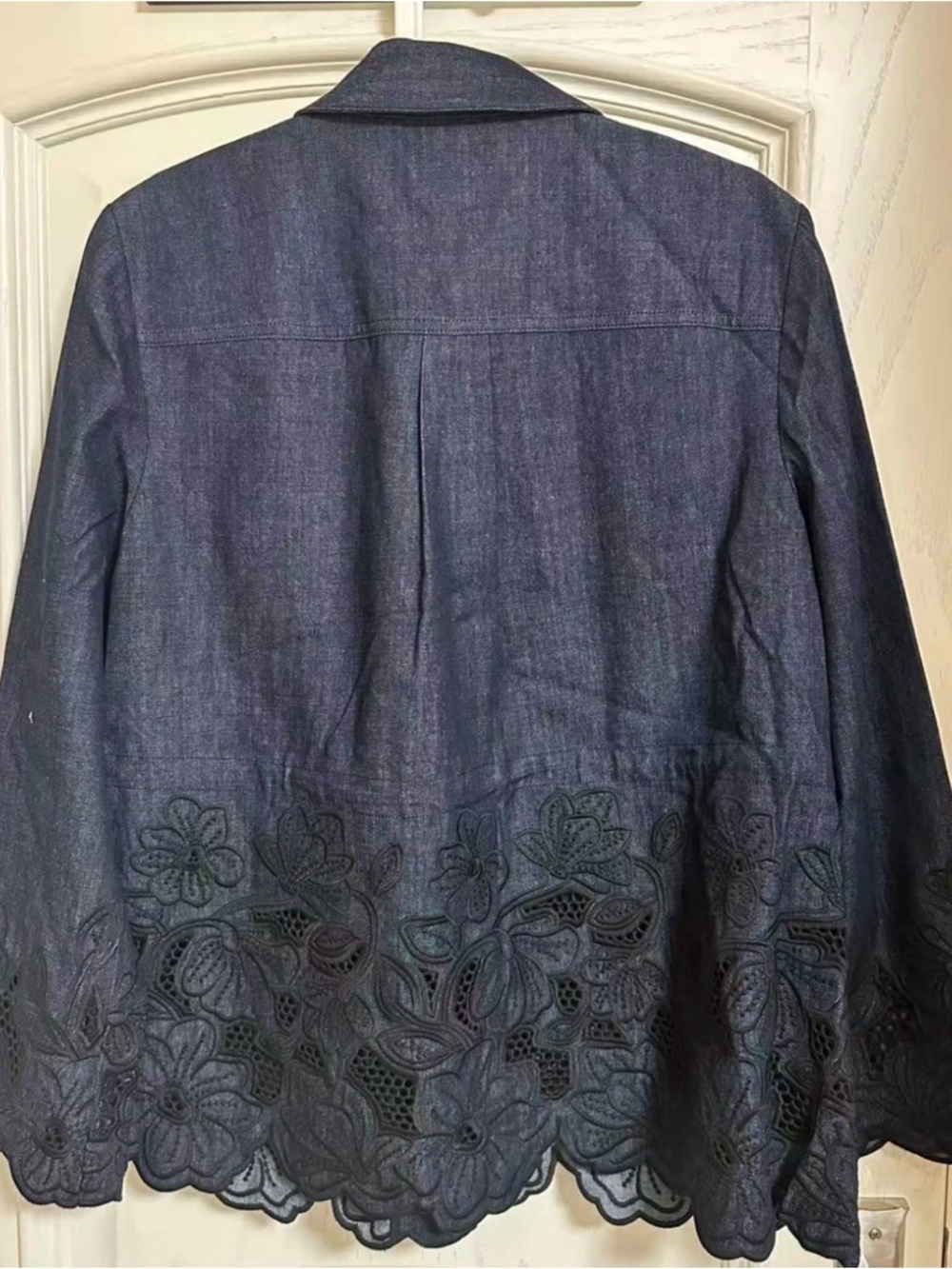 VERONICA BEARD Kiki Eyelet Jacket Indigo Rinse, Sz 12 - Picture 4 of 6